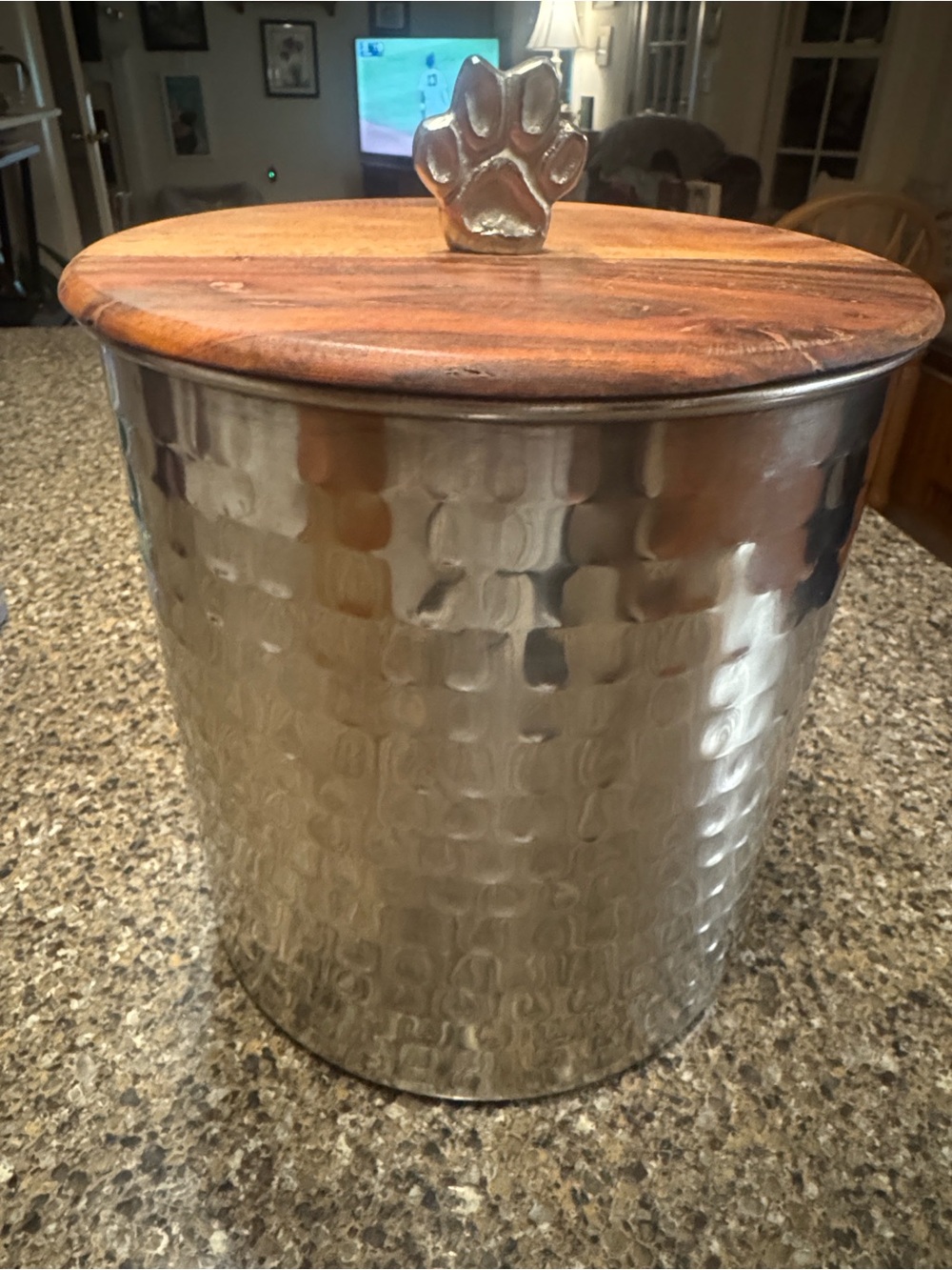 Stainless Steel Canister w/Wooden Lid and Paw Knob - Most Likely Uncommon James